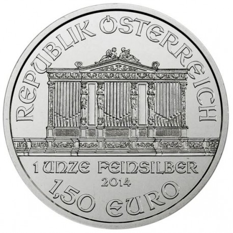 AUSTRIA 1,50 EUROS 2014 FILARMONICA MONEDA DE PLATA PURA 999 SC 1 ONZA OZ OUNCE Österreich silver Philharmonic EURO