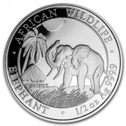 @LA DE LA FOTO@ SOMALIA 50 SHILLINGS 2017 ELEFANTES MONEDA DE PLATA PROOFLIKE OZ silver coin 1/2 ONZA