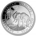 @LA DE LA FOTO@ SOMALIA 50 SHILLINGS 2017 ELEFANTES MONEDA DE PLATA PROOFLIKE OZ silver coin 1/2 ONZA