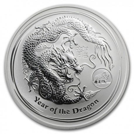 AUSTRALIA 1 DOLAR 2012 AÑO DEL DRAGON 2ª Serie Lunar @LION PRIVY MARK@ MONEDA DE PLATA silver OZ ONZA YEAR OF THE DRAGON