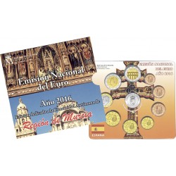 ESPAÑA CARTERA FNMT EURO 2016 COMUNIDAD AUTONOMA REGION DE MURCIA 1 Cts/2€ + 2 EUROS 2016 SEGOVIA + MEDALLA PLATA