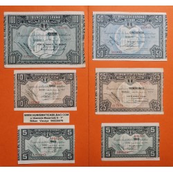 6 billetes x EUSKADI 5A+5+10+25+50+100 PESETAS 1937 BILBAO Guerra Civil 1936 España EUZKADI R/4