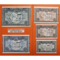 EUSKADI 5+10+25+50+100 PESETAS 1937 BILBAO Serie completa de 5 BILLETES MBC+ Guerra Civil 1936 EUZKADI R/3