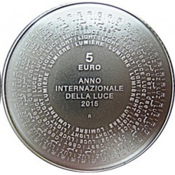 SAN MARINO 5 EUROS 2015 AÑO INTERNACIONAL DE LA LUZ KM.543 MONEDA DE PLATA SC @PROCEDE CARTERA OFICIAL@