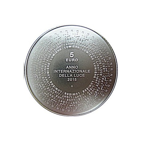 SAN MARINO 5 EUROS 2015 AÑO INTERNACIONAL DE LA LUZ KM.543 MONEDA DE PLATA SC @PROCEDE CARTERA OFICIAL@