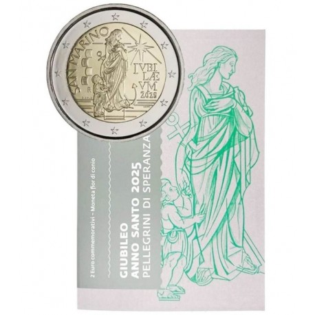 . 1 aaaaaaaacoin SAN MARINO 2 EUROS 2025 JUBILEO AÑO SANTO 1ª MONEDA CONMEMORATIVA ESTUCHE BLISTER Giubileo Anno Santo