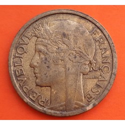 FRANCIA 2 FRANCOS 1939 DAMA Tipo MORLON KM.886 MONEDA DE LATON MBC- France PRE OCUPACION NAZI WWII