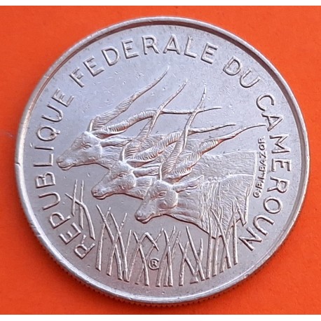 CAMERUN 100 FRANCOS 1971 ANTILOPES KM.15 MONEDA DE NICKEL MBC+ Africa CAMEROON 100 FRANCS
