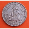 TERRITORIOS BRITANICOS DEL CARIBE 25 CENTAVOS 1955 GALEON KM.7 MONEDA DE NICKEL MBC+ British Caribbean Territories