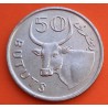 GAMBIA 50 BUTUTS 1971 BUEY AFRICANO KM.58 MONEDA DE NICKEL SC Africa OX