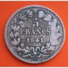 FRANCIA 5 FRANCOS 1841 BB Ceca de ESTRASBURGO Rey LOUIS PHILIPPE I KM.749.3 MONEDA DE PLATA Republique Francaise