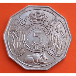 TANZANIA 5 SHILINGI TANO 1988 ANIMALES SALVAJES KM.23 MONEDA DE NIKEL MBC++ Africa