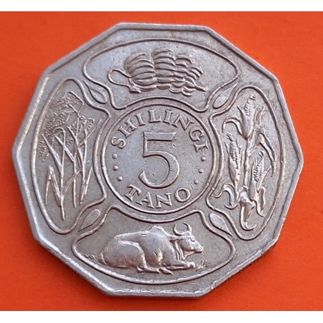 TANZANIA 5 SHILINGI TANO 1988 ANIMALES SALVAJES KM.23 MONEDA DE NIKEL MBC++ Africa