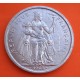 POLINESIA FRANCESA 5 FRANCOS 1965 PLAYA y DAMA CON CORNUCOPIA y ANTORCHA KM.4 MONEDA DE ALUMINIO EBC Polynesie Francaise