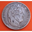 FRANCIA 5 FRANCOS 1842 BB Ceca de ESTRASBURGO REY LOUIS PHILIPPE I KM.735 MONEDA DE PLATA Roi Des Francais