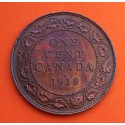 CANADA 1 CENTAVO 1918 REY JORGE V y VALOR KM.21 MONEDA DE COBRE MBC + PÁTINA ROJIZA 1 Cent