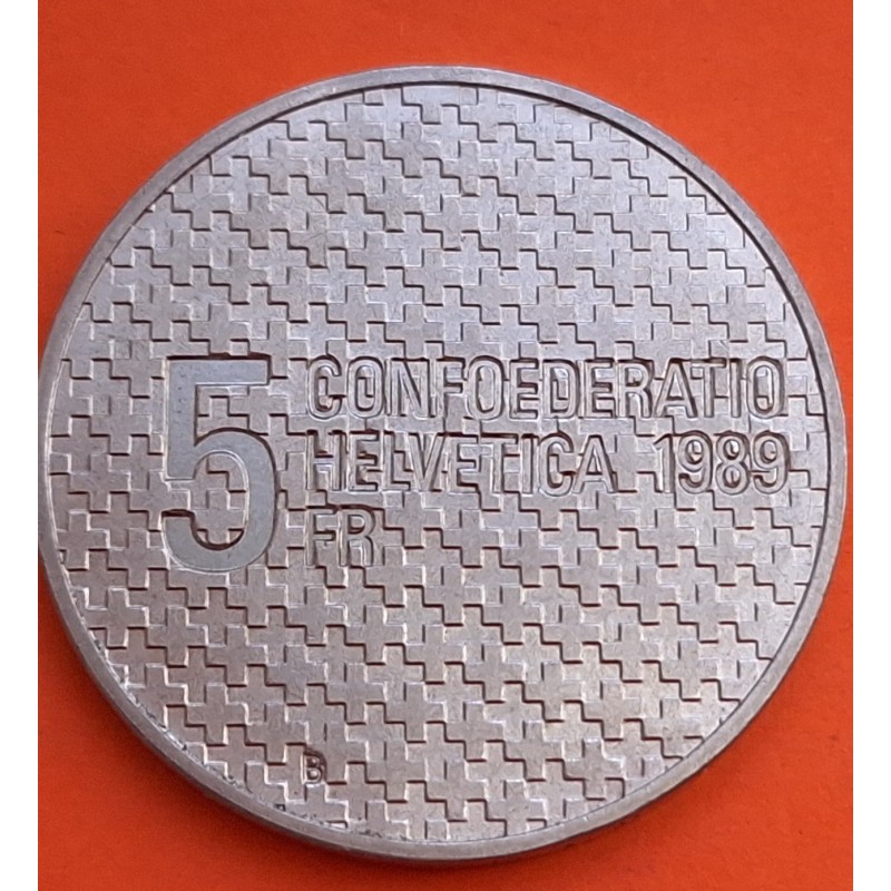 SUIZA 5 FRANCOS 1989 HENRI GUISAN COMANDANTE DEL EJERCITO WWII KM.68 MONEDA DE NICKEL EBC Switzerland 5 Francs