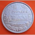 POLINESIA FRANCESA 5 FRANCOS 1965 PLAYA y DAMA CON CORNUCOPIA y ANTORCHA KM.4 MONEDA DE ALUMINIO EBC Polynesie Francaise