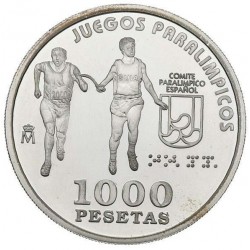 . 1 moneda + CÁPSULA x ESPAÑA 1000 PESETAS 2000 JUEGOS PARALIMPICOS DE SIDNEY ATLETISMO CIEGOS PROOF NO ESTUCHE FNMT