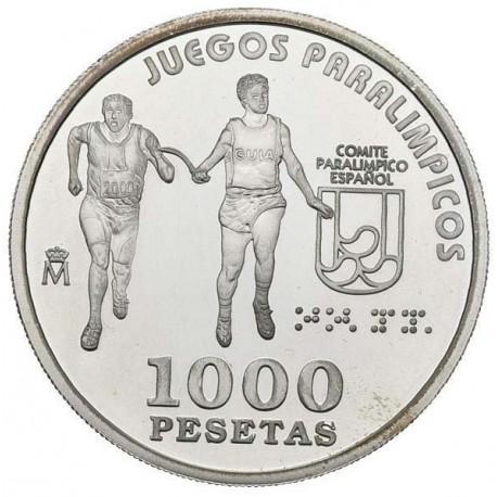 . 1 moneda + CÁPSULA x ESPAÑA 1000 PESETAS 2000 JUEGOS PARALIMPICOS DE SIDNEY ATLETISMO CIEGOS PROOF NO ESTUCHE FNMT
