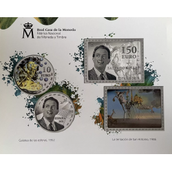 . @SOLO 750 monedas A PUNTO DE AGOTARSE@ ESPAÑA 150 EUROS 2021 DALI @LINGOTE@ + 10 EUROS 2021 ESFERAS PLATA ESTUCHE FNMT COLORES