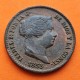 . @RARO ERROR - REVERSO GIRADO@ ESPAÑA Reina ISABEL II 10 CENTIMOS DE REAL 1855 Ceca de SEGOVIA KM.603 MONEDA DE COBRE
