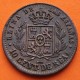 . @RARO ERROR - REVERSO GIRADO@ ESPAÑA Reina ISABEL II 10 CENTIMOS DE REAL 1855 Ceca de SEGOVIA KM.603 MONEDA DE COBRE