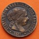 ESPAÑA REINA ISABEL II 1 CENTIMO DE ESCUDO 1867 OM Ceca de JUBIA KM.633.2 MONEDA DE BRONCE MBC Spain