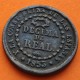 ESPAÑA Reina ISABEL II 1 DECIMA DE REAL 1853 Ceca de SEGOVIA KM.590 MONEDA DE COBRE Spain R/3