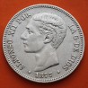 ESPAÑA 5 PESETAS 1877 * 18 77 DEM REY ALFONSO XII KM.676 MONEDA DE PLATA (DURO) Spain silver R/2