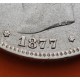 ESPAÑA 5 PESETAS 1877 * 18 77 DEM REY ALFONSO XII KM.676 MONEDA DE PLATA (DURO) Spain silver R/2