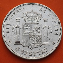 @MUY BONITA@ ESPAÑA 5 PESETAS 1890 * 18 90 MPM REY ALFONSO XIII MONEDA DE PLATA (DURO) KM.689 Spain silver R/4
