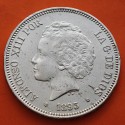 @MUY BONITA@ ESPAÑA 5 PESETAS 1893 * 18 93 PGL REY ALFONSO XIII tipo "RIZOS" KM.700 MONEDA DE PLATA (DURO) Spain silver R/1