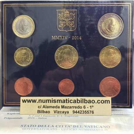 1ª EMISIÓN del PAPA FRANCISCO x VATICANO CARTERA OFICIAL EUROS 2014 SC 1+2+5+10+20+50 Céntimos + 1 EURO + 2 EUROS 2014