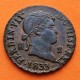 ESPAÑA Rey FERNANDO VII 2 MARAVEDIES 1833 Ceca de SEGOVIA KM.487.1 MONEDA DE COBRE EBC Spain 2 Maravedis R/3