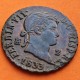 ESPAÑA Rey FERNANDO VII 2 MARAVEDIES 1833 Ceca de SEGOVIA KM.487.1 MONEDA DE COBRE EBC Spain 2 Maravedis R/3