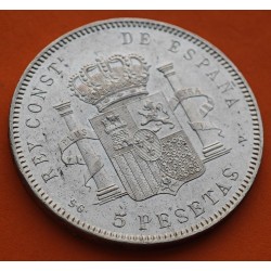 @MUY BONITA@ ESPAÑA 5 PESETAS 1897 * 18 97 SGV REY ALFONSO XIII KM.707 MONEDA DE PLATA (DURO - RAYAS) Spain R/3