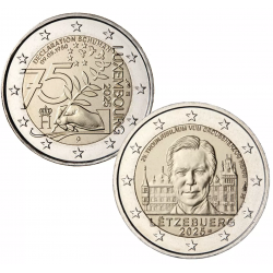 . 1 aaaaaaaaacoin @2 MONEDAS@ LUXEMBURGO 2 EUROS 2025 DUQUE ENRIQUE y TRONO - DECLARACIÓN SCHUMAN SC Conmemorativas