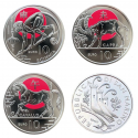 . 3 monedas x SAN MARINO 10 EUROS 2024 CABALLO + CABRA + MONO Calendario Lunar 7ª+8ª+9ª NICKEL + COLOR