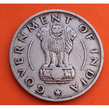 INDIA 1/2 RUPIA 1956 ESPIGAS DE CEREAL Government Of India KM.6.3 MONEDA DE NICKEL @ESCASA@ 1/2 Rupee
