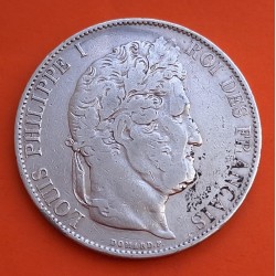 FRANCIA 5 FRANCOS 1845 K Ceca de BORDEAUX Rey LOUIS PHILIPPE I KM.749 MONEDA DE PLATA @RARA@ Republique Francaise
