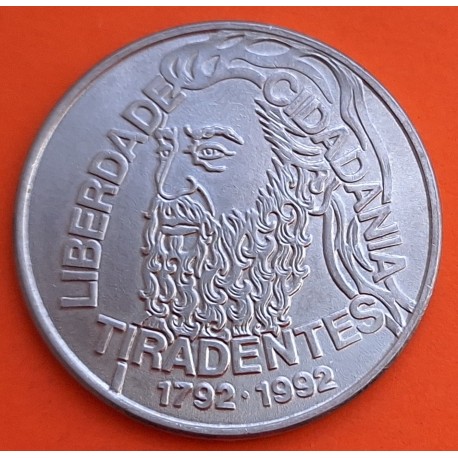 BRASIL 5000 CRUZEIROS 1992 TIRADENTES CIUDADANIA KM.625 MONEDA DE ACERO EBC/SC-