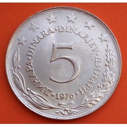 YUGOSLAVIA 5 DINARA 1976 ESCUDO COMUNISTA y VALOR KM.59 MONEDA DE NICKEL 5 Dinar Socialist Federal Republic