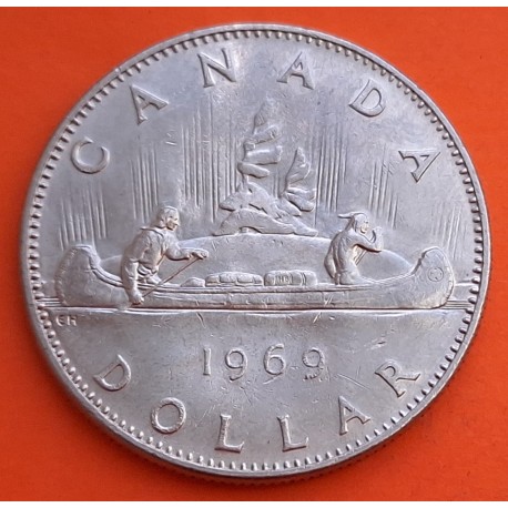 CANADA 1 DOLAR 1969 INDIOS EN CANOA KM.76.1 MONEDA DE NICKEL SC- $1 Dollar coin ELIZABETH II