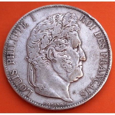 FRANCIA 5 FRANCOS 1846 A Ceca de PARIS REY LOUIS PHILIPPE I KM.735 MONEDA DE PLATA Roi Des Francais