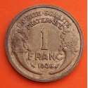 FRANCIA 1 FRANCO 1936 DAMA Tipo MORLON KM.885 MONEDA DE LATON MBC- France 1 Franc
