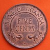 UGANDA 5 CENTIMOS 1966 CUERNOS DE ELEFANTE KM.1 MONEDA DE BRONCE SC- Africa 5 Cents BANK OF