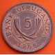 UGANDA 5 CENTIMOS 1966 CUERNOS DE ELEFANTE KM.1 MONEDA DE BRONCE SC- Africa 5 Cents BANK OF