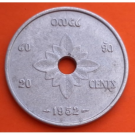 LAOS 20 CENTIMOS 1952 ELEFANTES KM.5 MONEDA DE ALUMINIO MBC ROYAUME DU LAOS 20 Cents R/2