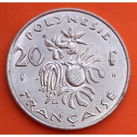 POLINESIA FRANCESA 20 FRANCOS 2001 DAMA ABORIGEN y FRUTOS KM.9 MONEDA DE NICKEL EBC Polynesie Francaise